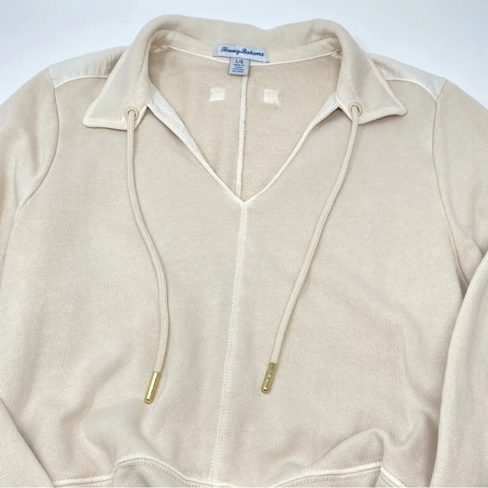 Tommy Bahama Sunray Cove Bedouin Sand Cotton Dress Tie Waist Large - Picture 3 of 11